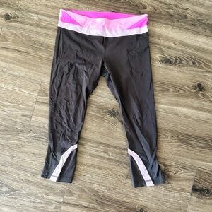 Lululemon Athletica Pink, Light Purple and Gray Capri Leggings